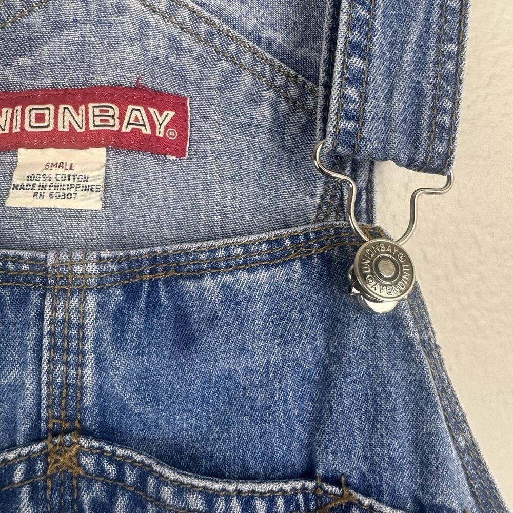 Vintage 90s Y2K Unionbay Blue Jean Cotton Denim Bib Overalls Dungarees Small - Picture 5 of 13
